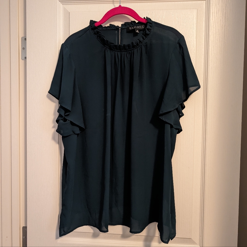 Eloquii Green short sleeve crepe blouse